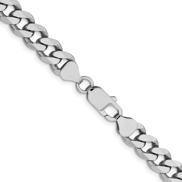 Kazi Luxury Sterling Silver Rhodium-plated 8mm Curb Chain